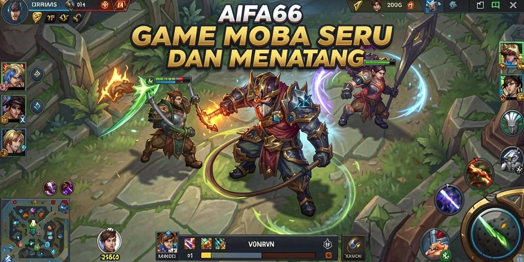 Tangkapan layar AIFA66 menunjukkan pertempuran karakter MOBA yang mendebarkan.