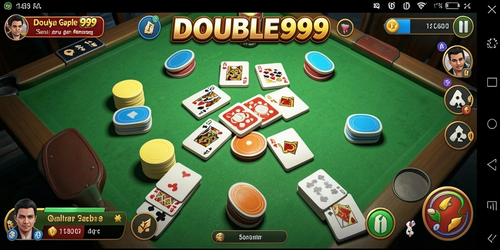 Screenshot utama menunjukkan gameplay Gaple yang seru dan interaktif.