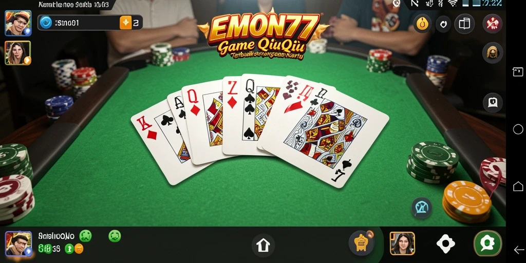 Screenshot gameplay EMON77 menampilkan keseruan permainan QiuQiu.
