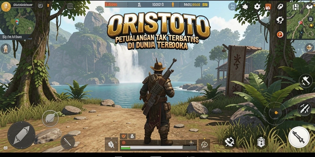 Screenshot gameplay ORISTOTO menampilkan eksplorasi dunia terbuka yang mengesankan.