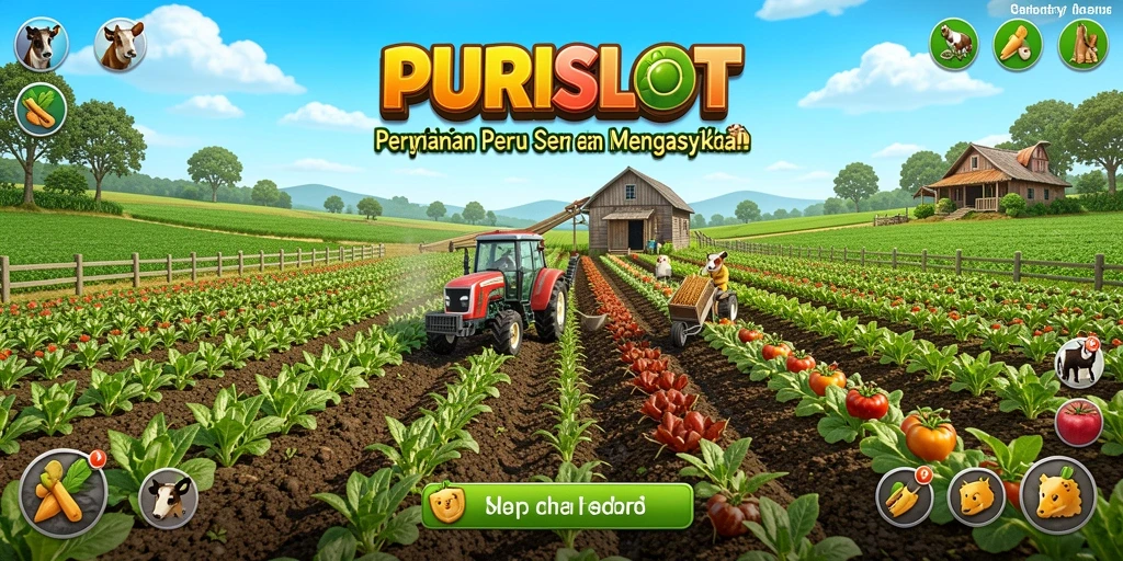 Gameplay <strong>PURISLOT</strong> menampilkan keindahan ladang pertanian yang hijau dan subur.