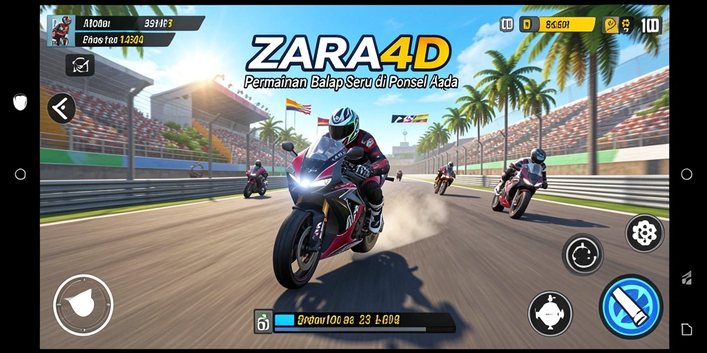 Tangkapan layar ZARA4D menampilkan aksi balap yang mendebarkan.